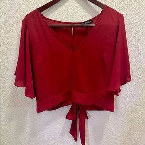 Express Red Open Back Crop Top